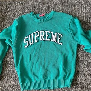 Supreme Turquoise Crewneck with White Logo